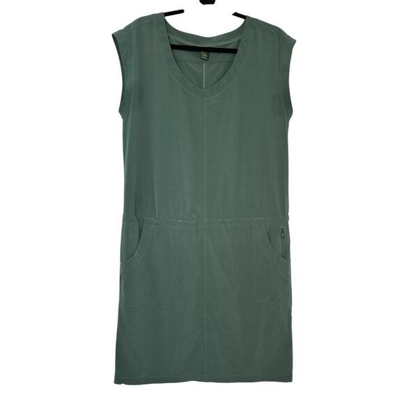 🌴 Prana Norma Dress Khaki Sleeveless V-neck Wrinkle Resistant Small - Picture 1 of 6